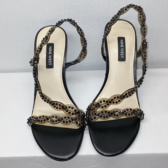 NINE WEST Womens Black Ilusion Round Toe Stiletto Slip On Slingback Sandal 6 M - Picture 6 of 10